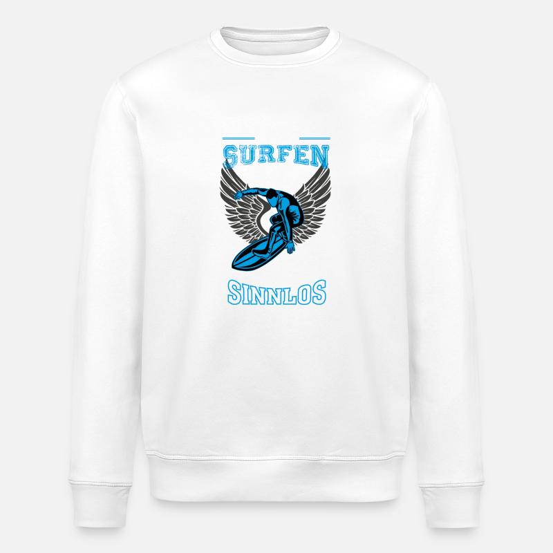 Surfen Leben sinnlos - Geschenk - Stanley/Stella Unisex Bio-Sweatshirt ROLLER - Weiß