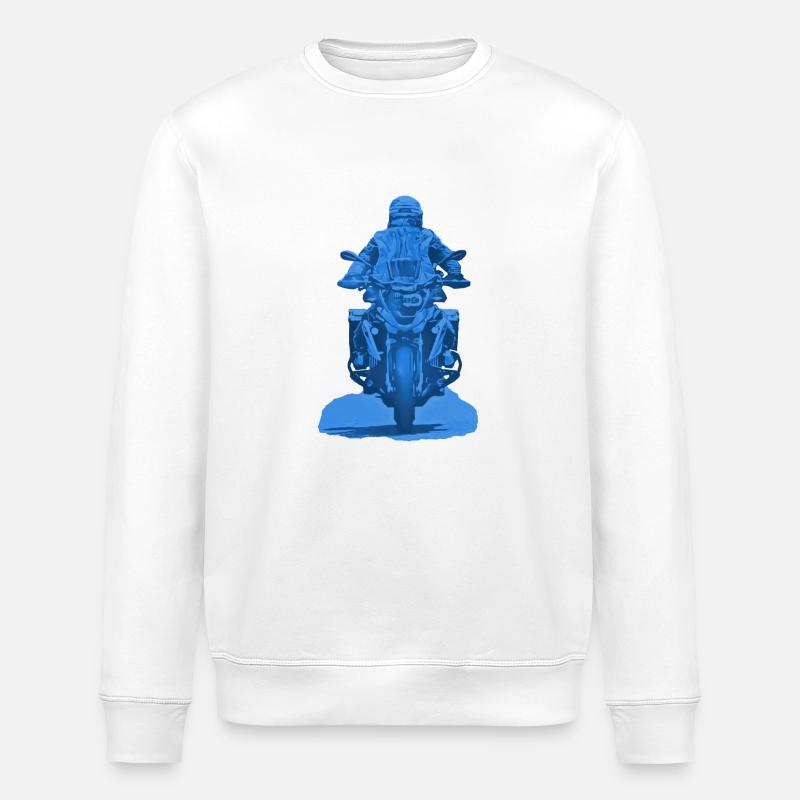 Motorradfahrer blau - Stanley/Stella Unisex Bio-Sweatshirt ROLLER - Weiß