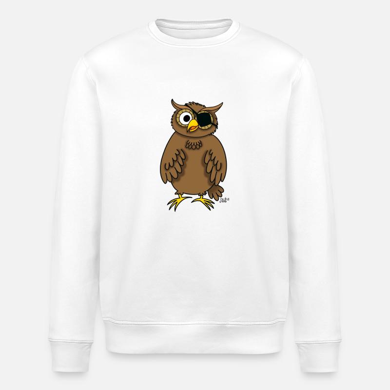 Hibou pirate (hibou avec cache-œil) - Sweat bio ROLLER Stanley/Stella Unisexe - blanc