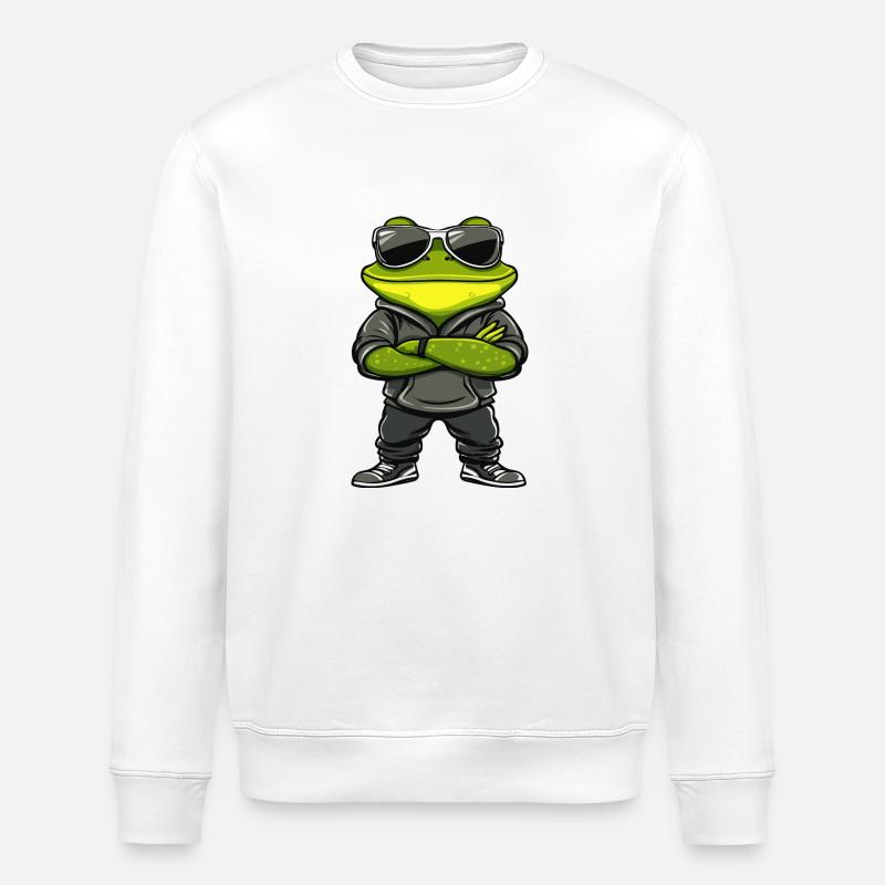 Frosch Comic Cool - Stanley/Stella Unisex Bio-Sweatshirt ROLLER - Weiß