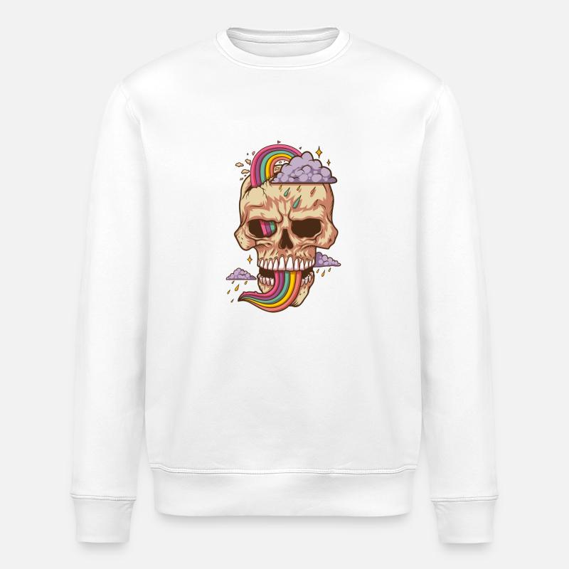 Skull with crazy moods - Stanley/Stella ROLLER Unisex Organic Sweatshirt - white