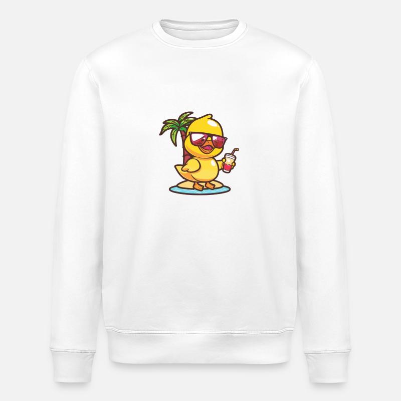 Duck Summer Beach Vacation - Stanley/Stella ROLLER Unisex Organic Sweatshirt - white