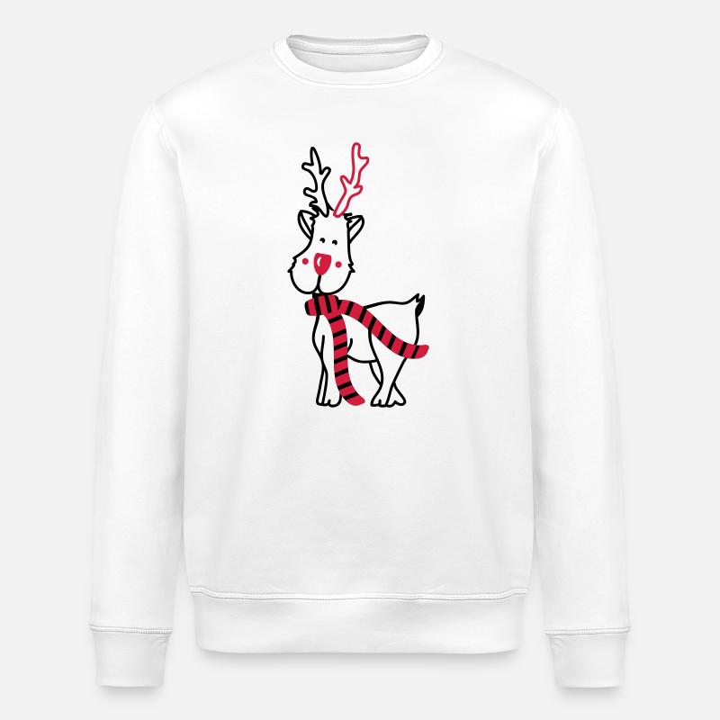 Rentier mit Schal - Stanley/Stella Unisex Bio-Sweatshirt ROLLER - Weiß