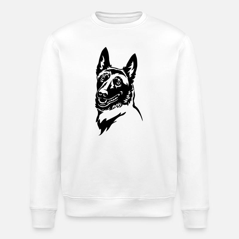 Malinois Head - Stanley/Stella ROLLER Unisex Organic Sweatshirt - white