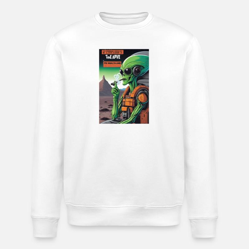 Grünes Alien Vape auf Mars - Stanley/Stella Unisex Bio-Sweatshirt ROLLER - Weiß