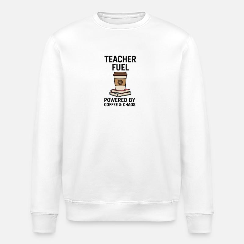 Lehrer Energie mit Kaffeefokus - Stanley/Stella Unisex Bio-Sweatshirt ROLLER - Weiß