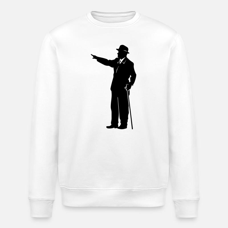 Gentleman Silhouette mit Stock - Stanley/Stella Unisex Bio-Sweatshirt ROLLER - Weiß