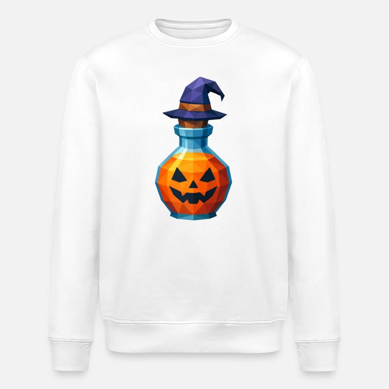 Low-Poly-Kürbis in einem Hexenfläschchen - Stanley/Stella Unisex Bio-Sweatshirt ROLLER - Weiß