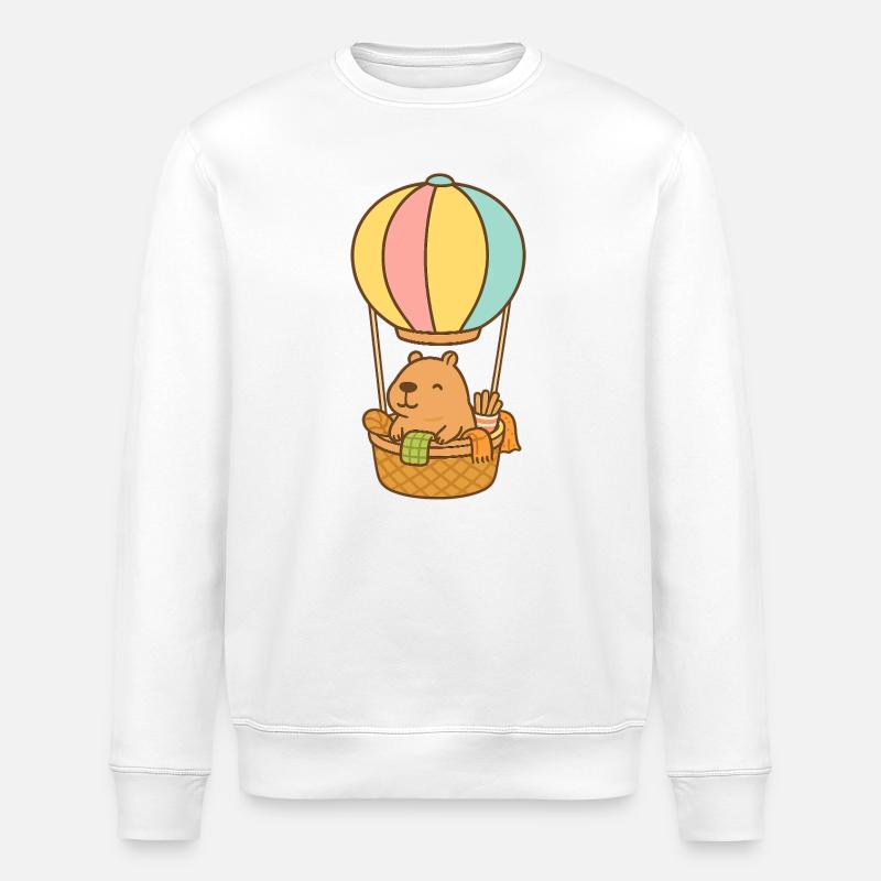 Capybara im Heißluftballon – süß & entspannt 🎈 - Stanley/Stella Unisex Bio-Sweatshirt ROLLER - Weiß