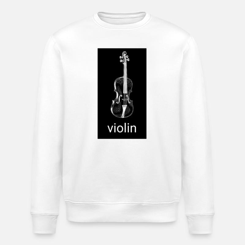 Schwarze Violine Silhouette - Stanley/Stella Unisex Bio-Sweatshirt ROLLER - Weiß