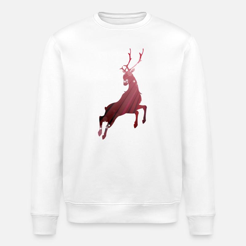 Umriss eines springenden Hirsches - Stanley/Stella Unisex Bio-Sweatshirt ROLLER - Weiß