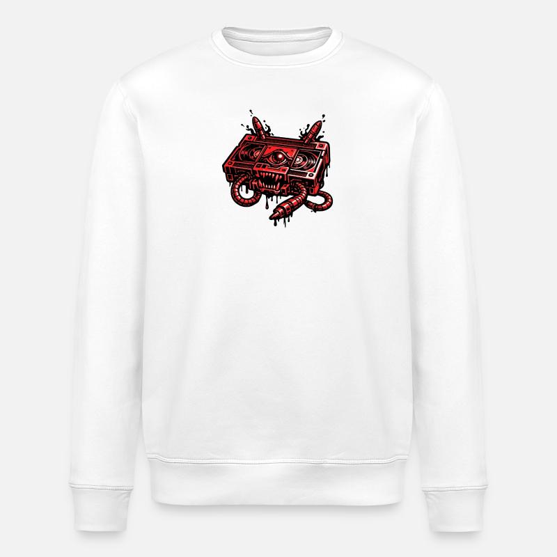 Roter Dämonenroboter mit Kabelhänden - Stanley/Stella Unisex Bio-Sweatshirt ROLLER - Weiß