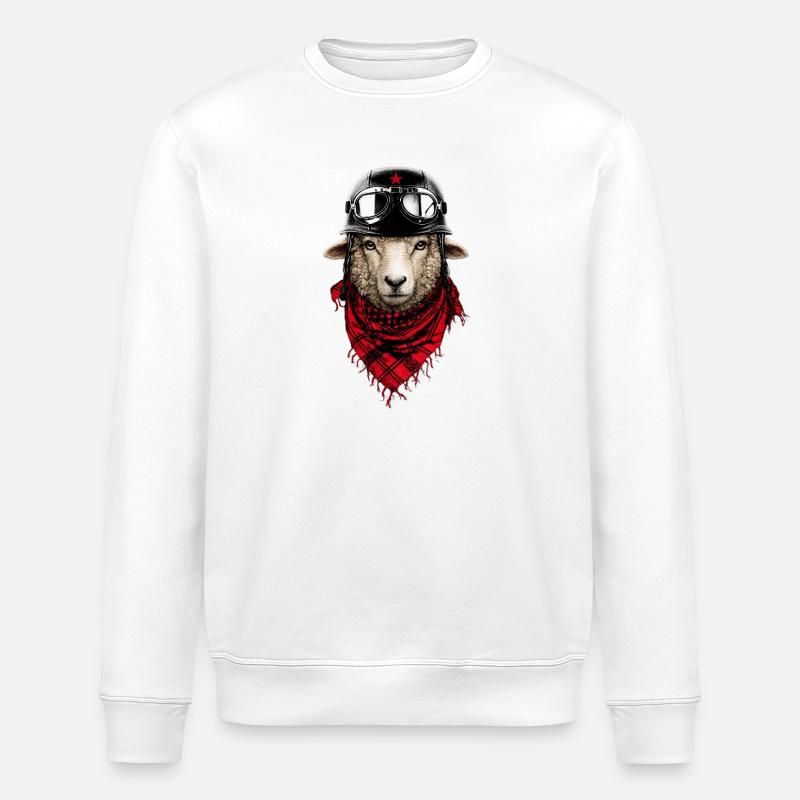 Piloten-Schaf im Bomberlook - Stanley/Stella Unisex Bio-Sweatshirt ROLLER - Weiß