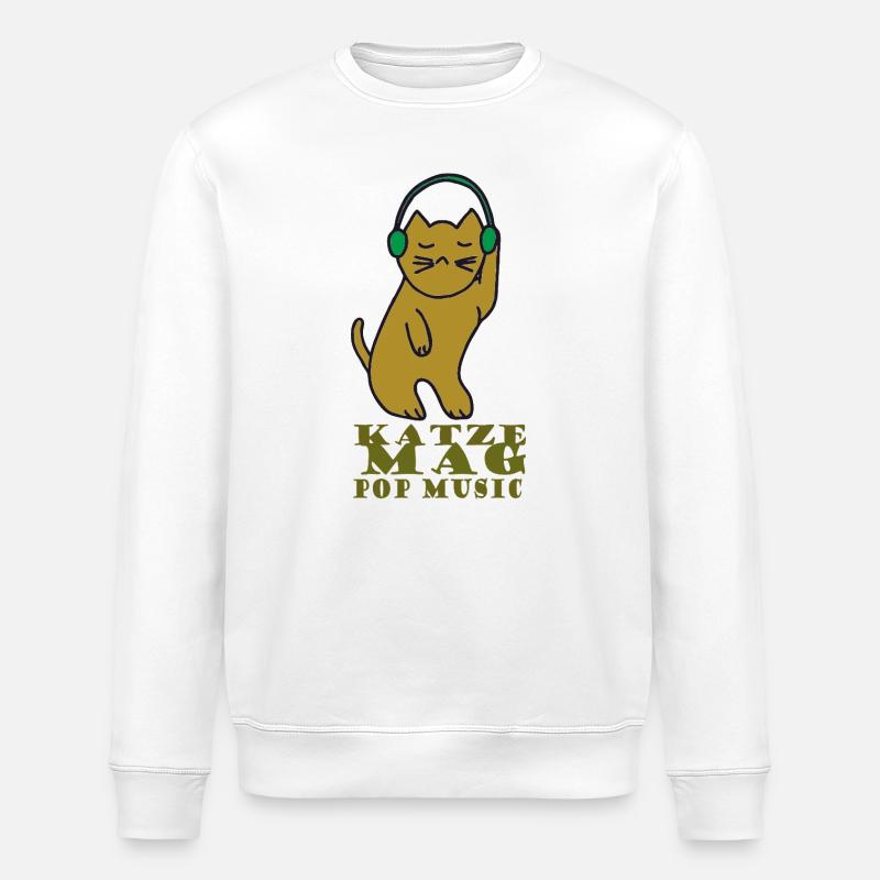 Katze mag pop music - Stanley/Stella Unisex Bio-Sweatshirt ROLLER - Weiß