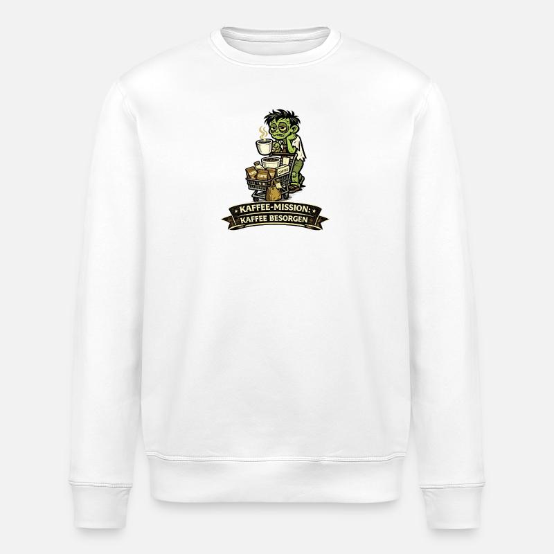 Kaffee-Mission: Zombie Kaffeeheld - Stanley/Stella Unisex Bio-Sweatshirt ROLLER - Weiß