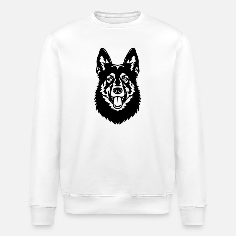 Schäferhund Hund Hundekopf - Stanley/Stella Unisex Bio-Sweatshirt ROLLER - Weiß