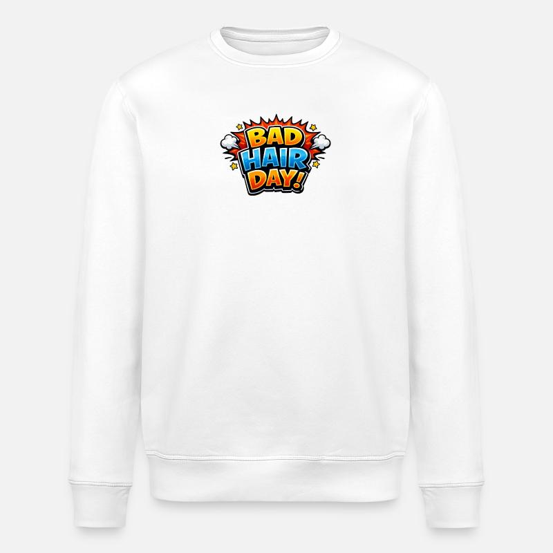 Bad Hair Day Comic Explosion - Stanley/Stella ROLLER Unisex Organic Sweatshirt - white