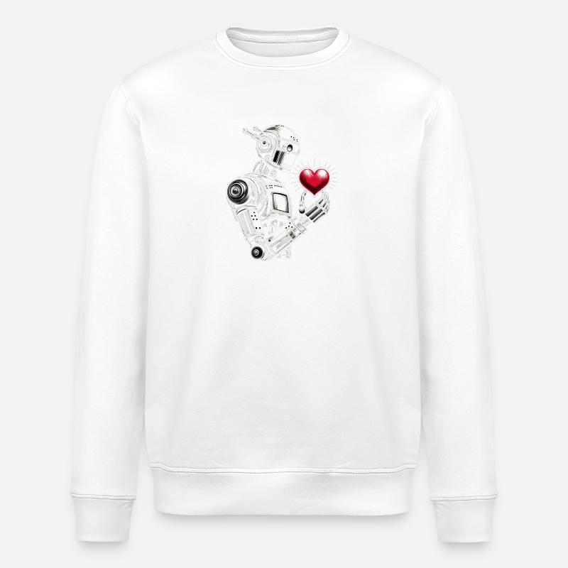 Robot avec un cœur - Sweat bio ROLLER Stanley/Stella Unisexe - blanc
