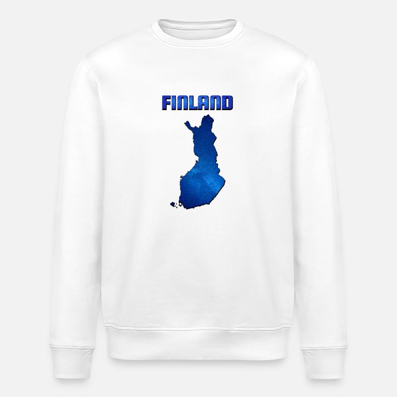 Blaue Finnland Karte - Stanley/Stella Unisex Bio-Sweatshirt ROLLER - Weiß