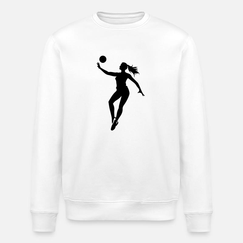 Volleyball Spielerin Silhouette - Stanley/Stella Unisex Bio-Sweatshirt ROLLER - Weiß