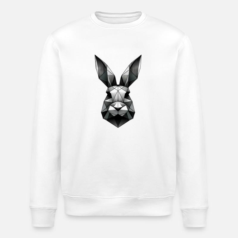 Geometric Bunny Polygon Rabbit Design - Stanley/Stella ROLLER Unisex Organic Sweatshirt - white
