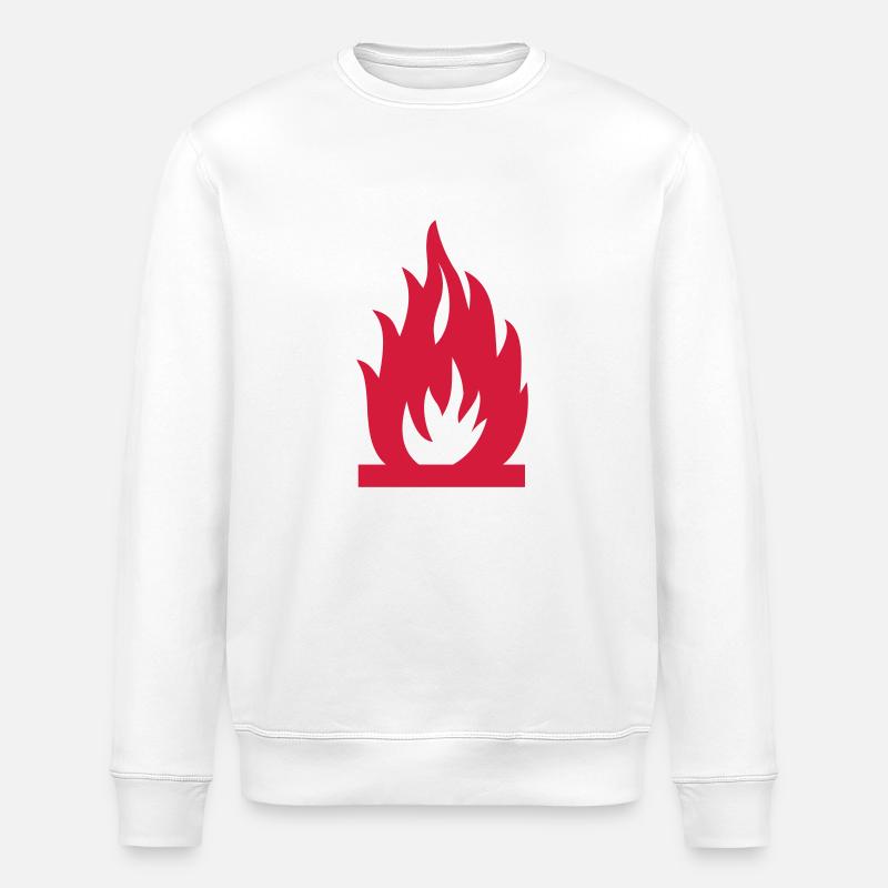 Fire Flame - Stanley/Stella ROLLER Unisex Organic Sweatshirt - white