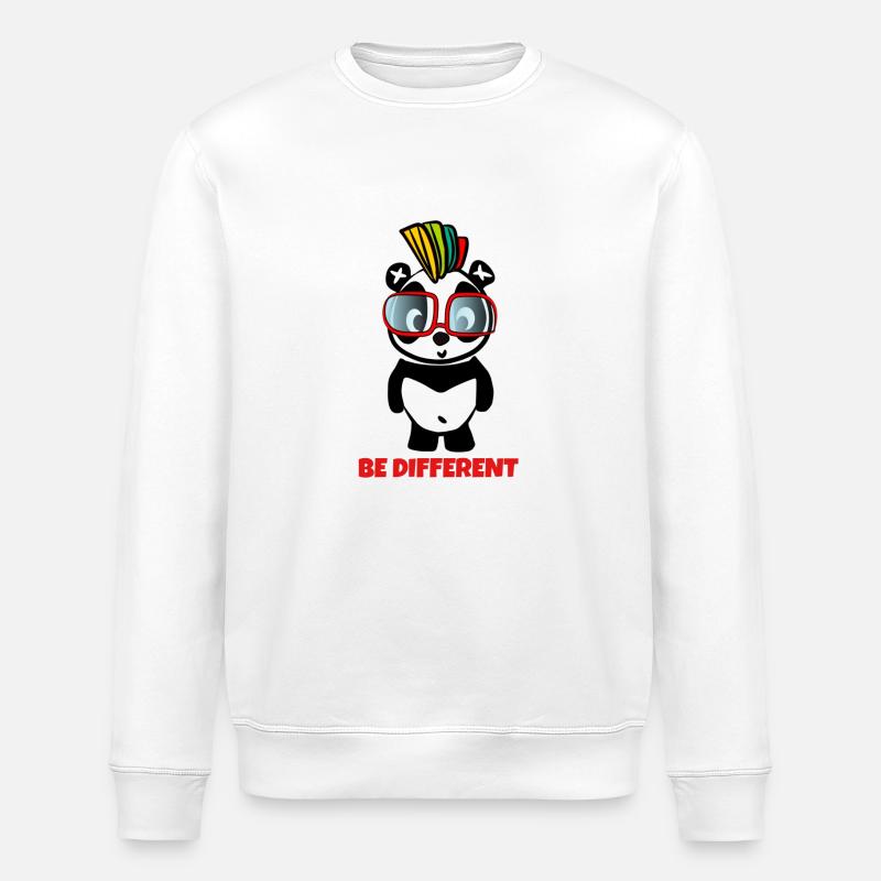 Be Different - Crazy Pandabear - Stanley/Stella ROLLER Unisex Organic Sweatshirt - white