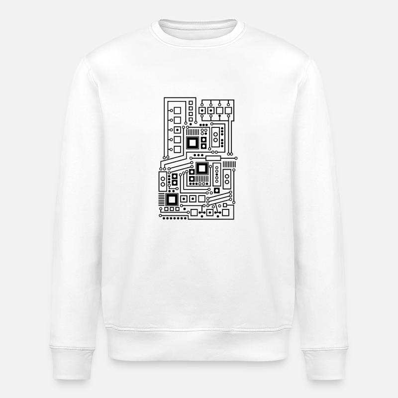 Circuit board pattern technique nerd - Stanley/Stella ROLLER Unisex Organic Sweatshirt - white