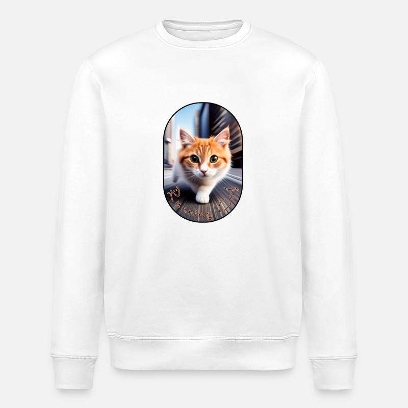 Schleichende katze - Stanley/Stella Unisex Bio-Sweatshirt ROLLER - Weiß