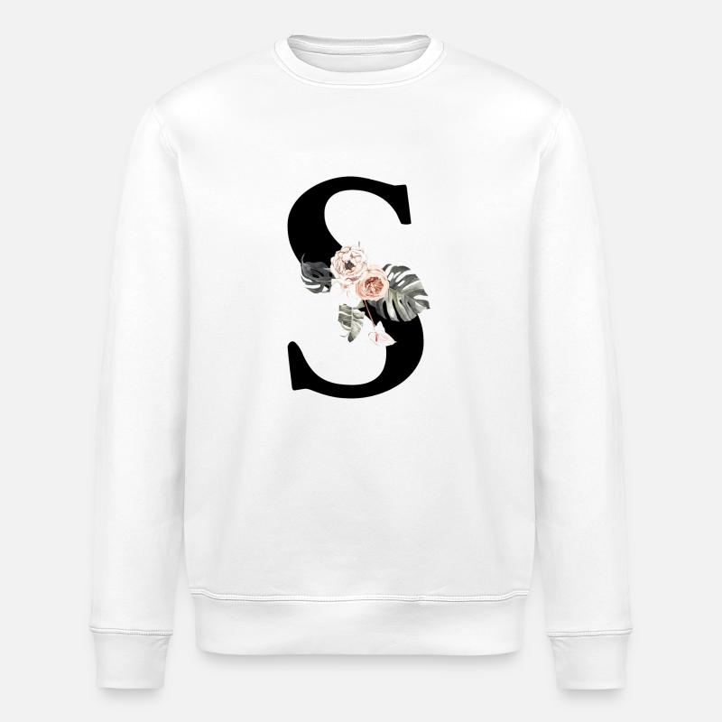 Tropischer Blumenbuchstabe S - Stanley/Stella Unisex Bio-Sweatshirt ROLLER - Weiß