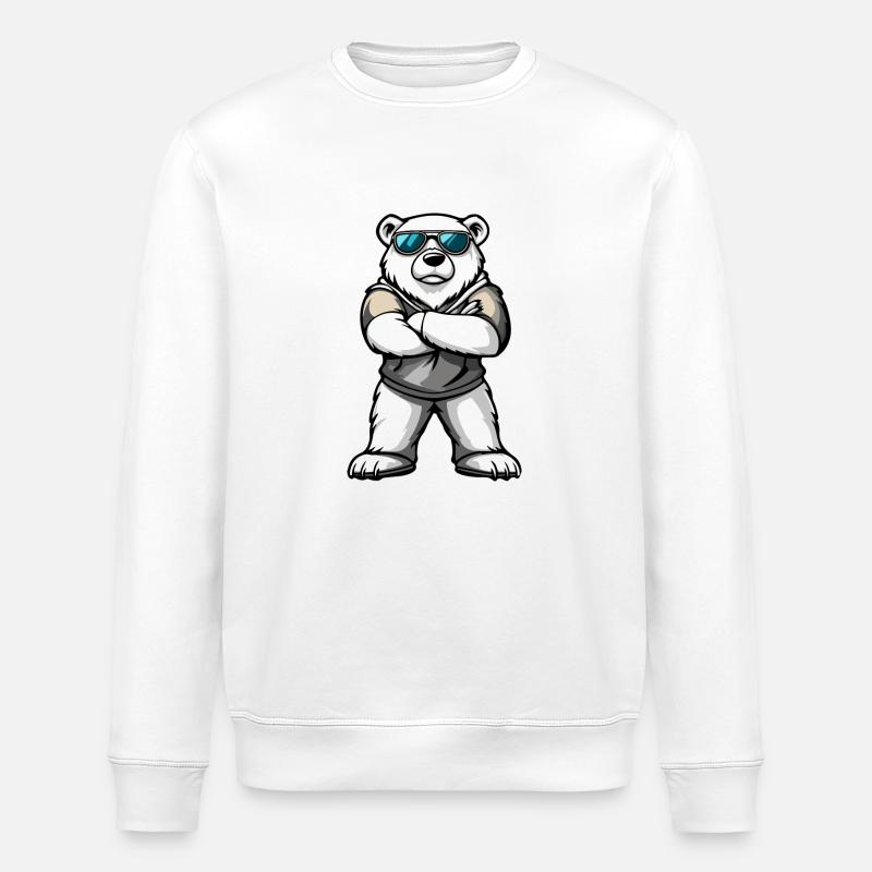Eisbär Comic - Stanley/Stella Unisex Bio-Sweatshirt ROLLER - Weiß