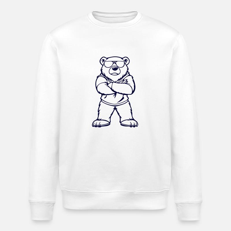Polar Bear Comic Cool - Stanley/Stella ROLLER Unisex Organic Sweatshirt - white