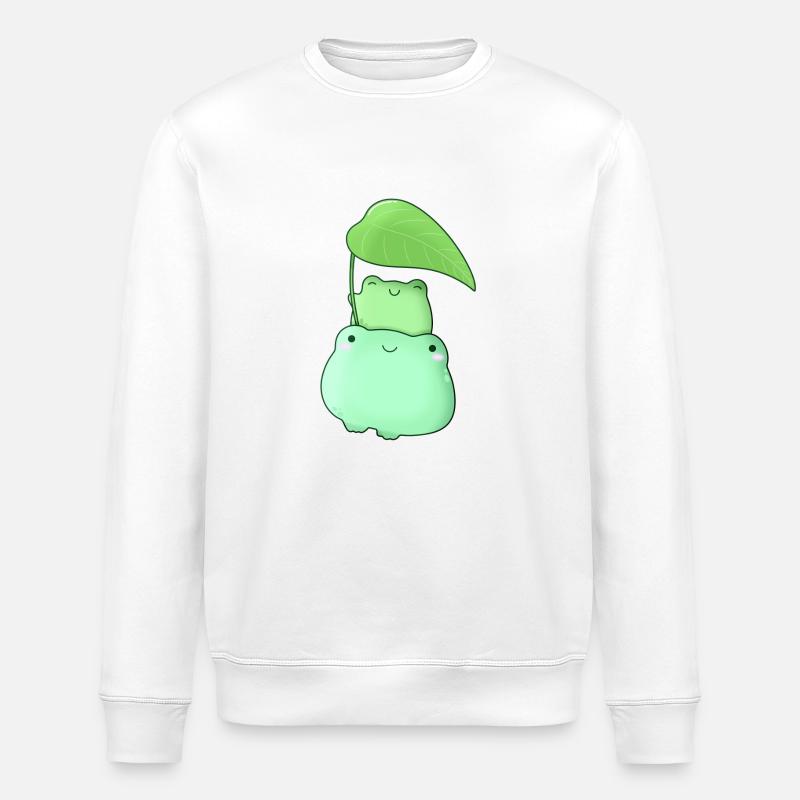 Grenouilles mignonnes avec feuille kawaii - Sweat bio ROLLER Stanley/Stella Unisexe - blanc