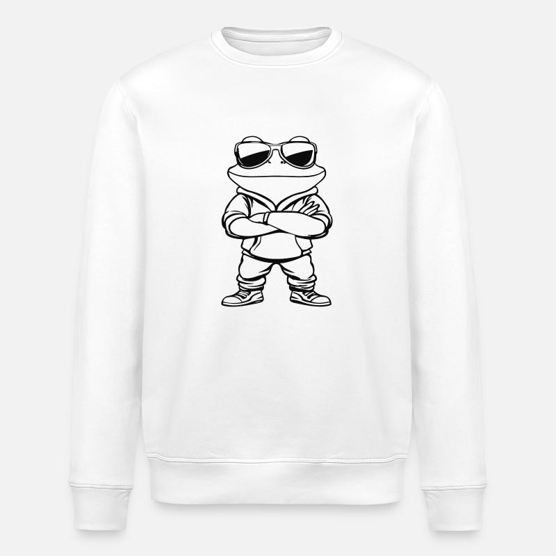 frosch comic sonnenbrille - Stanley/Stella Unisex Bio-Sweatshirt ROLLER - Weiß