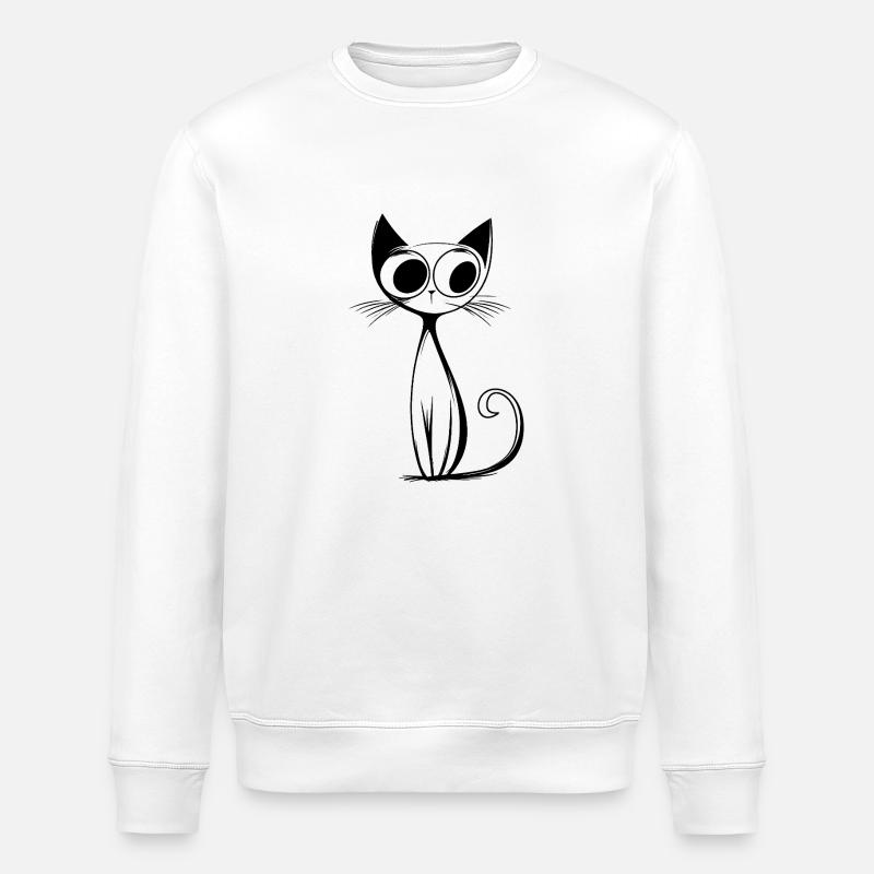 RetroCat Noir - Sweat bio ROLLER Stanley/Stella Unisexe - blanc