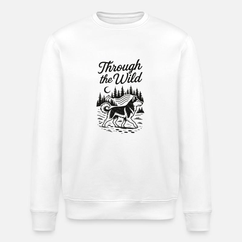 Husky durch die Wildness - Stanley/Stella Unisex Bio-Sweatshirt ROLLER - Weiß