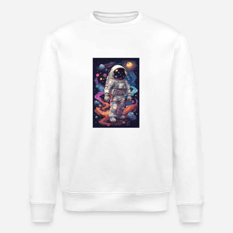 retro illustrations austronaut space - Stanley/Stella Unisex Bio-Sweatshirt ROLLER - Weiß
