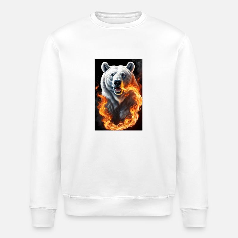 White Animal Feuerbär - Stanley/Stella Unisex Bio-Sweatshirt ROLLER - Weiß