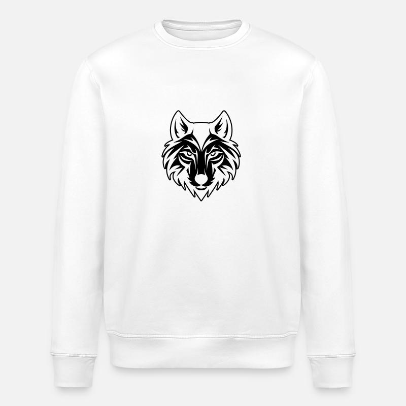Wolf Head - Stanley/Stella ROLLER Unisex Organic Sweatshirt - white