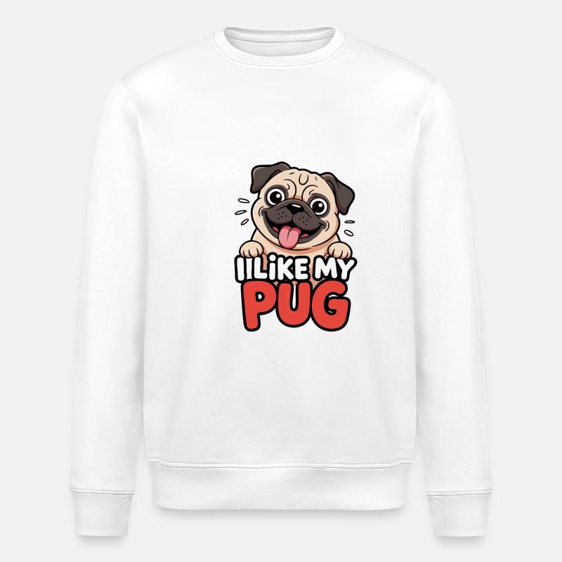 J’aime mon chien carlin Love - Sweat bio ROLLER Stanley/Stella Unisexe - blanc