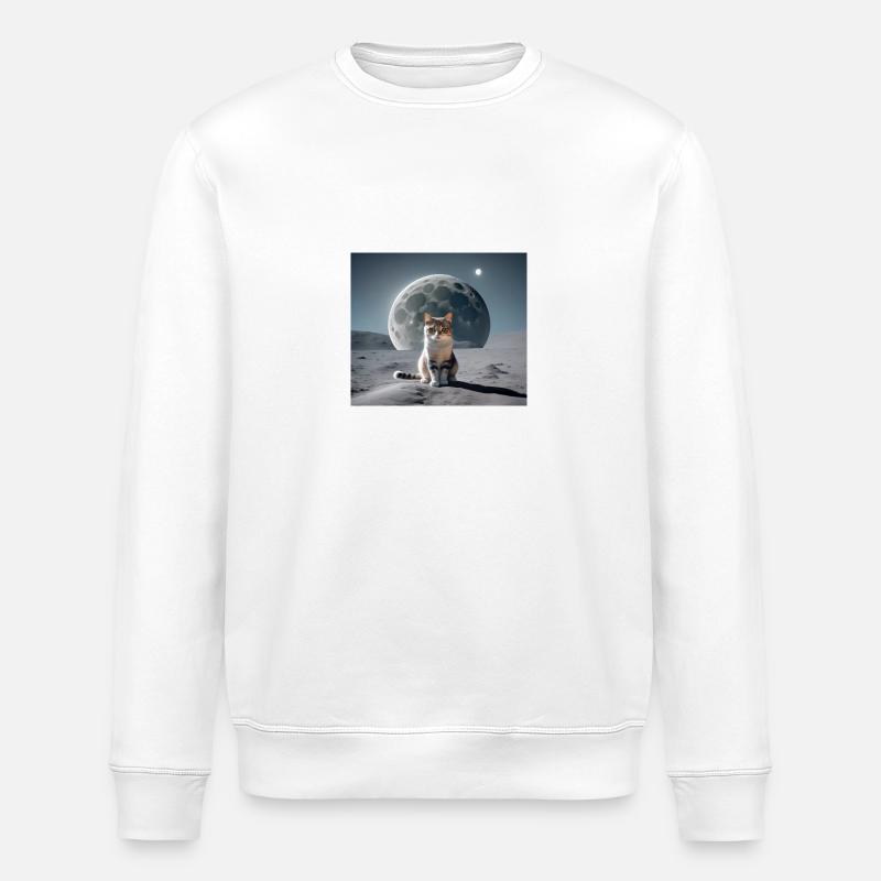 Chat sur la lune - Sweat bio ROLLER Stanley/Stella Unisexe - blanc