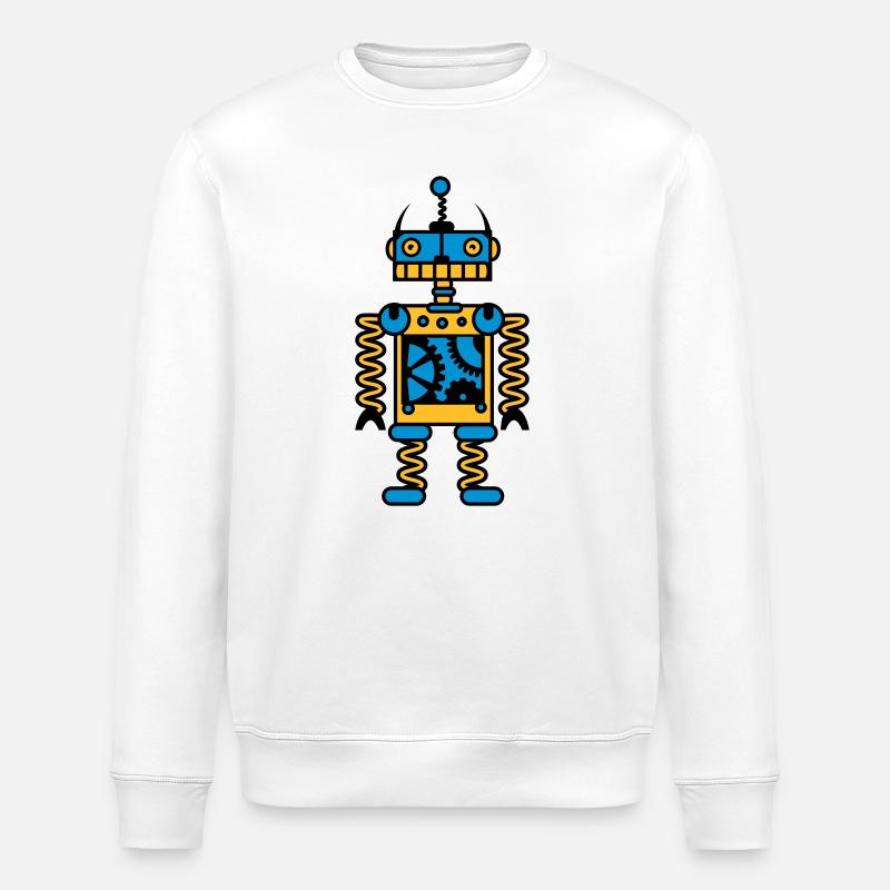 A robot with gear wheels - Stanley/Stella ROLLER Unisex Organic Sweatshirt - white