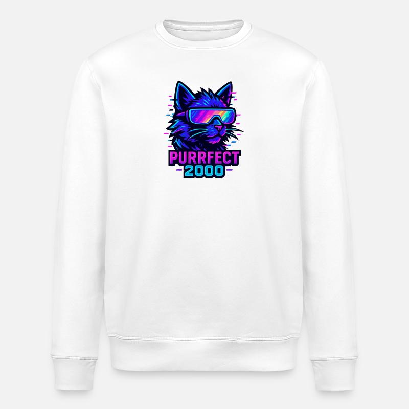 Neon Katze Purrfect 2000 Design - Stanley/Stella Unisex Bio-Sweatshirt ROLLER - Weiß