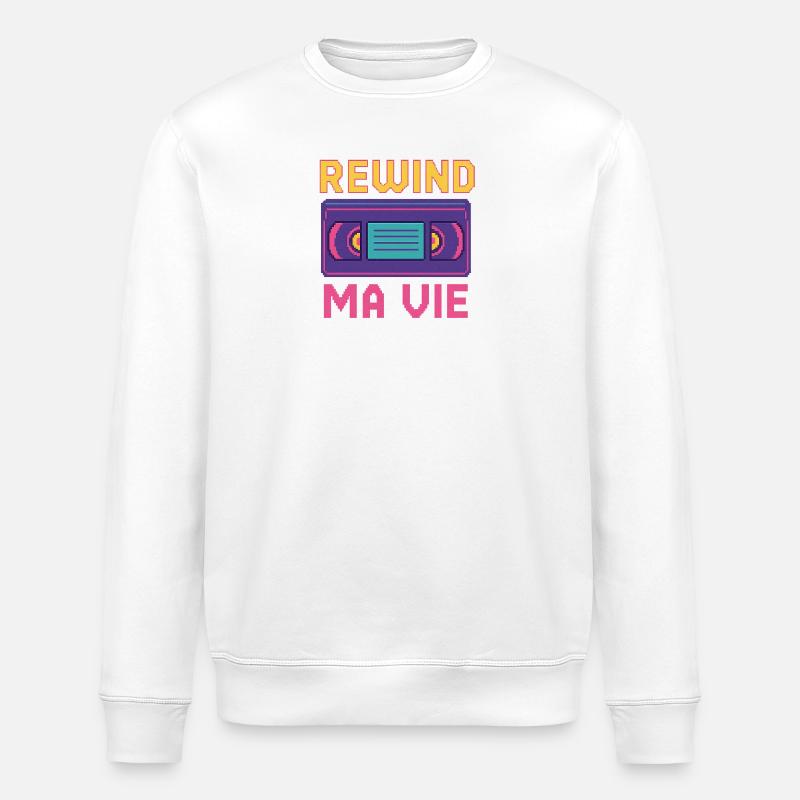 Rewind My Life Retro Kassette - Stanley/Stella Unisex Bio-Sweatshirt ROLLER - Weiß