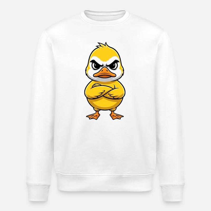 Grumpy Duck Cartoon Annoyed Grumpy Sour - Stanley/Stella ROLLER Unisex Organic Sweatshirt - white