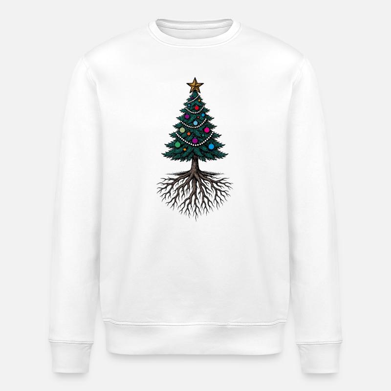 Christmas tree with roots – festively rooted - Stanley/Stella ROLLER Unisex Organic Sweatshirt - white