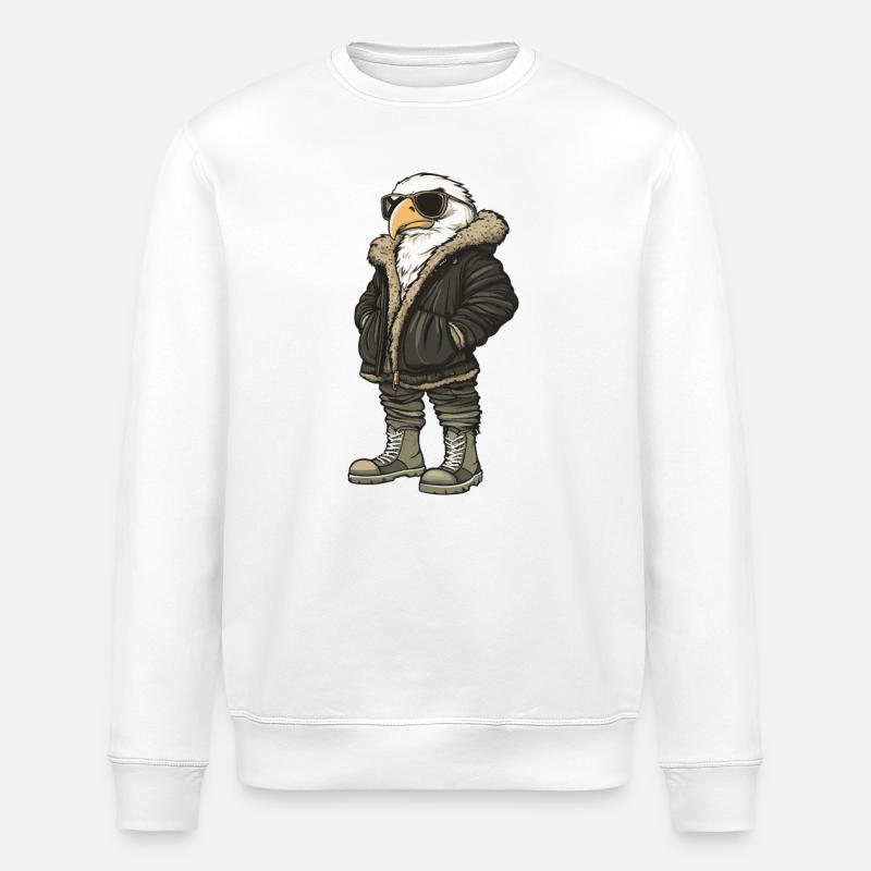 Harpyie Vogel Cool Winter - Stanley/Stella Unisex Bio-Sweatshirt ROLLER - Weiß