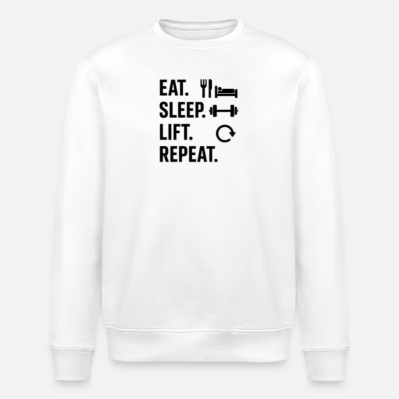 Eat Sleep Lift Repeat - Stanley/Stella Unisex Bio-Sweatshirt ROLLER - Weiß