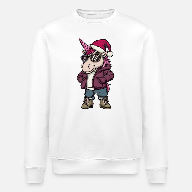 Einhorn Weihnachten Winter - Stanley/Stella Unisex Bio-Sweatshirt ROLLER - Weiß