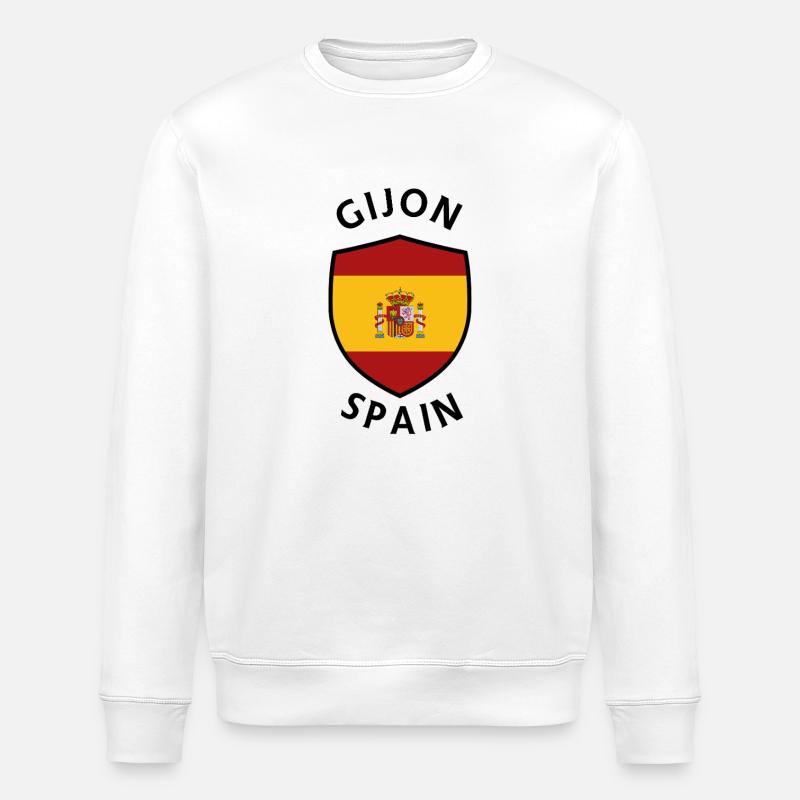 Bouclier d’Espagne de Gijón avec drapeau - Sweat bio ROLLER Stanley/Stella Unisexe - blanc